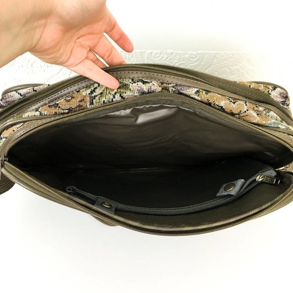 Vintage 80s Jordache floral tapestry carpet bag carry on luggage weekender - Picture 7 of 11